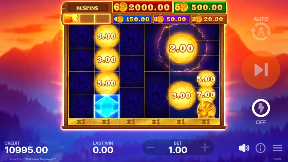 Expanding Wild filling a full reel height during Wolf Power Megaways Free Spins